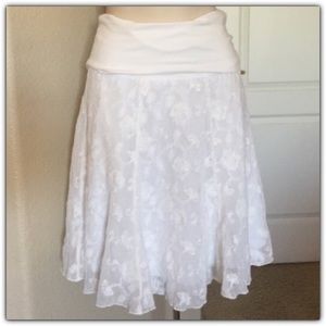 CAbi white lace skirt